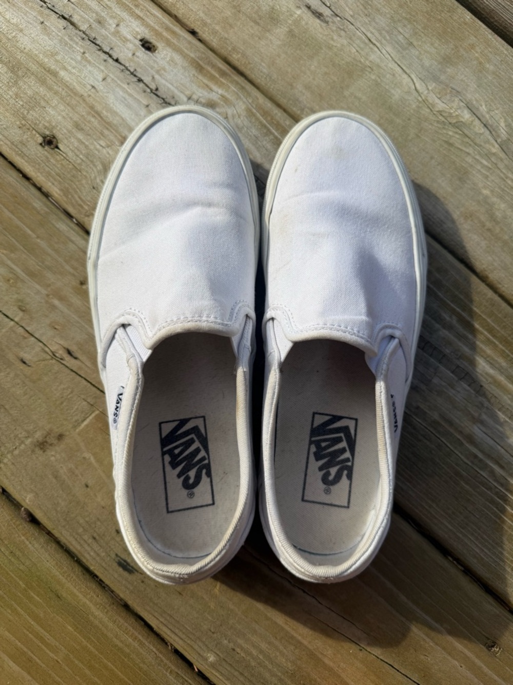 Women’s White Vans Canvas Slip-On Sneakers - Size 6.5 - Picture 6 of 8